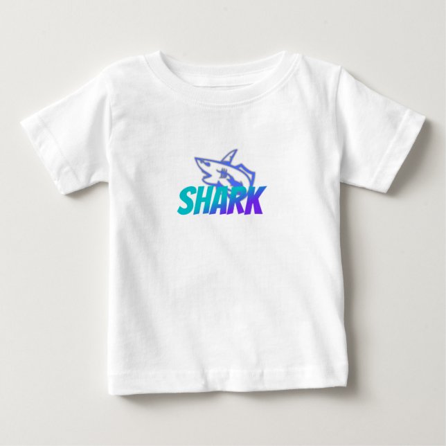 Camiseta De Bebé Fierce Gradient Shark Logo | Bold Ocean Vibes (Anverso)