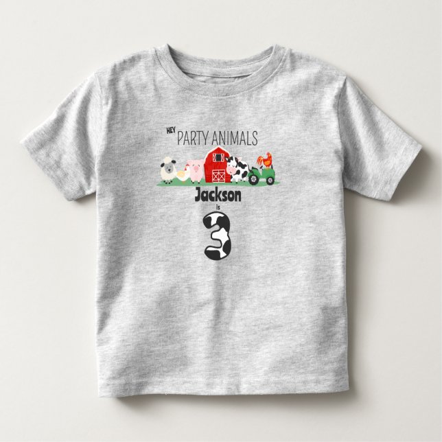Camiseta De Bebé Fiesta Animales 3er cumpleaños Granja Animal Cumpl (Anverso)