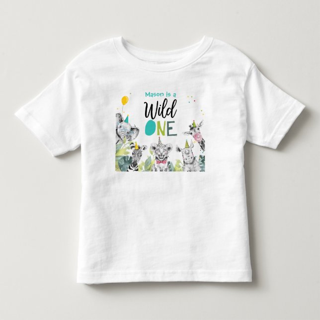 Camiseta De Bebé Fiesta Animales Nacimiento Niño Salvaje Un primer  (Anverso)