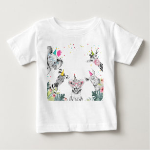Camiseta De Bebé Fiesta Animales Safari Chica de la fiesta de cumpl