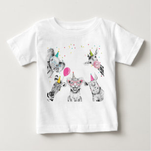 Camiseta De Bebé Fiesta Animales Safari Chica de la fiesta de cumpl