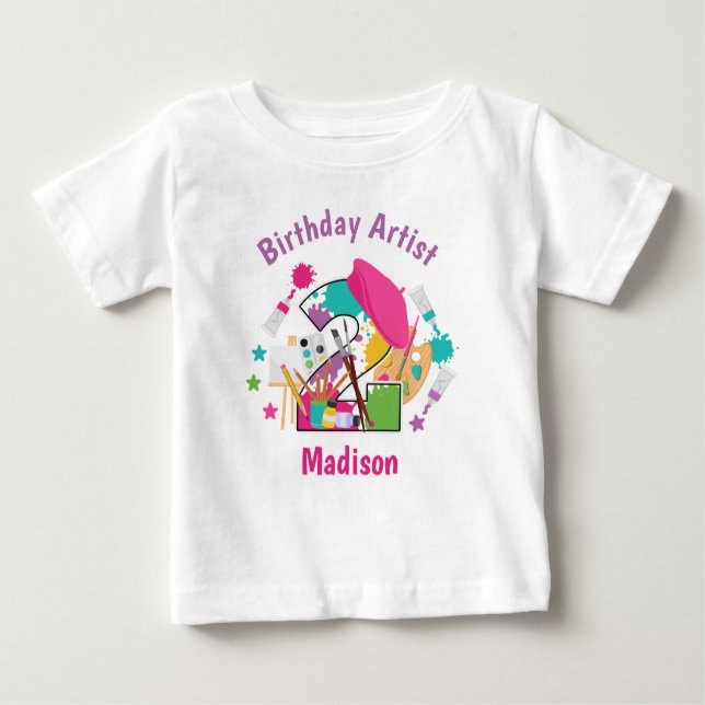 Camiseta De Bebé Fiesta de arte Dos Camisas de Cumpleaños Pintura C (Anverso)