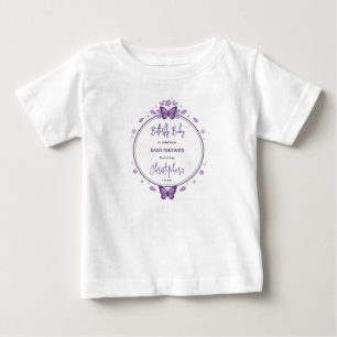 Camiseta De Bebé Fiesta de Baby Shower de Niña Mariposa Morada