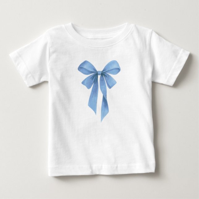 Camiseta De Bebé Fiesta de Baby Shower Niño con Lazo Azul Suave (Anverso)