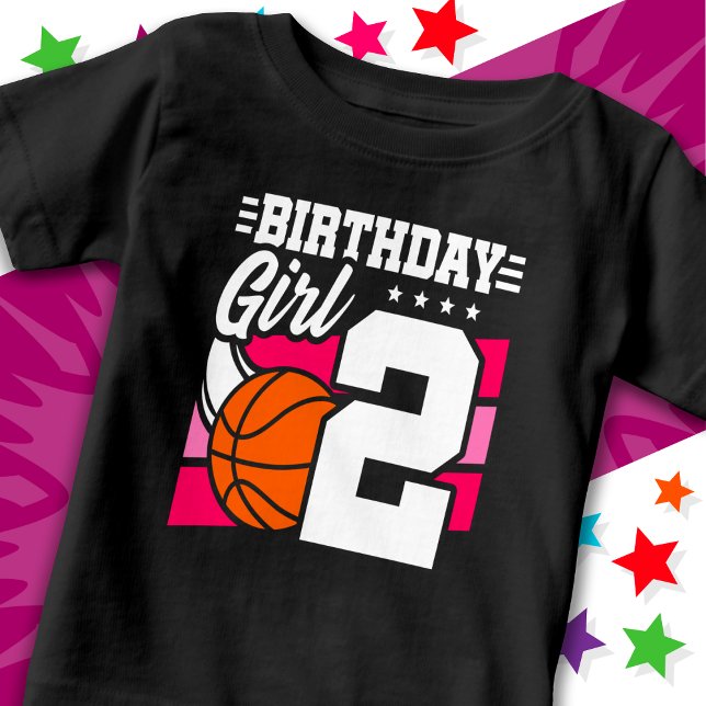 Camiseta De Bebé fiesta de baloncesto de 2 años Chica de cumpleaños (Subido por el creador)