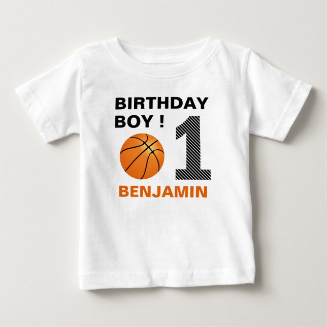 Camiseta De Bebé Fiesta de Baloncesto de Cumpleaños 1 (Anverso)
