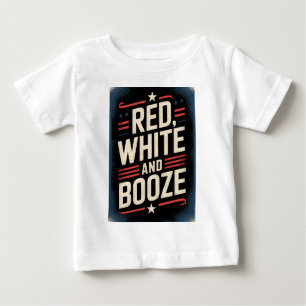 Camiseta De Bebé Fiesta de Bebidas del 4 de Julio Rojo Blanco y B