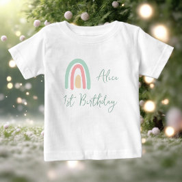 Camiseta De Bebé Fiesta de cumpleaños 1 pastel arcoíris amarillo me