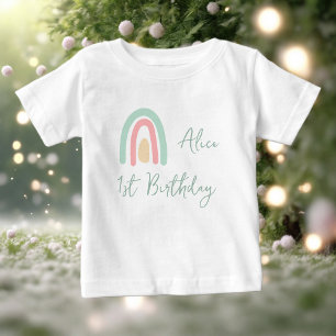 Camiseta De Bebé Fiesta de cumpleaños 1 pastel arcoíris amarillo me