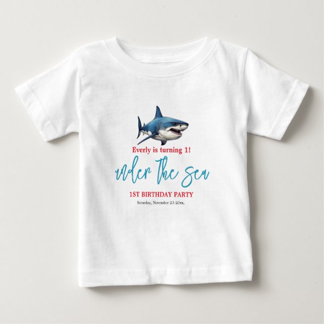 Camiseta De Bebé Fiesta de cumpleaños 1er Bajo el Mar (Anverso)