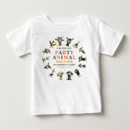 Camiseta De Bebé Fiesta de cumpleaños 2º con animales divertidos y