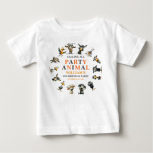 Camiseta De Bebé Fiesta de cumpleaños 2º con animales divertidos y