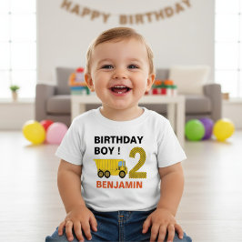 Camiseta De Bebé Fiesta de Cumpleaños 2 años Construcción de Camion