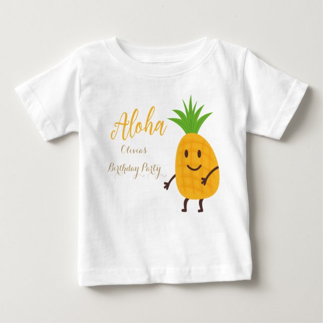 Camiseta De Bebé Fiesta de cumpleaños Aloha Tropical de Piña de Ver (Anverso)