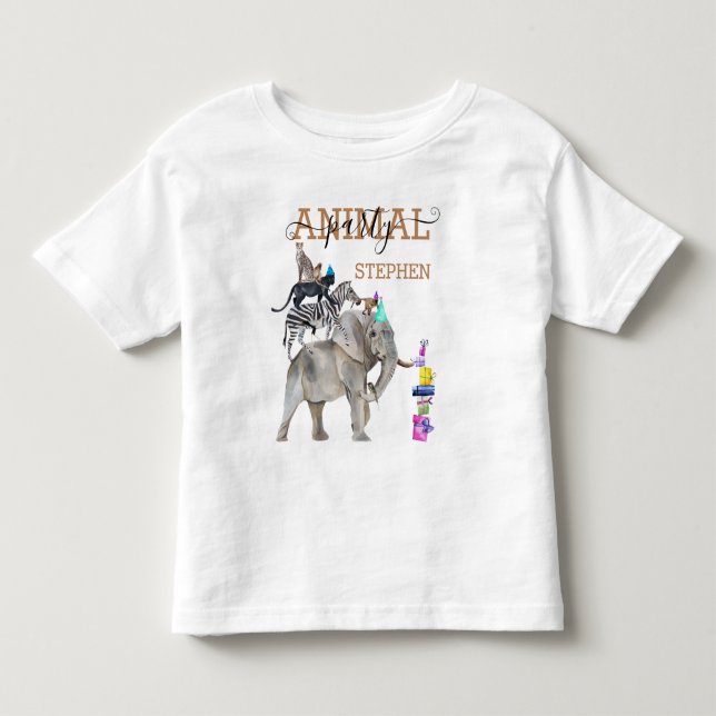 Camiseta De Bebé Fiesta de Cumpleaños Animal Safari de la Jungla Sa (Anverso)