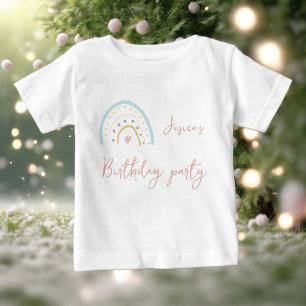 Camiseta De Bebé Fiesta de cumpleaños arcoíris azul rosa pastel