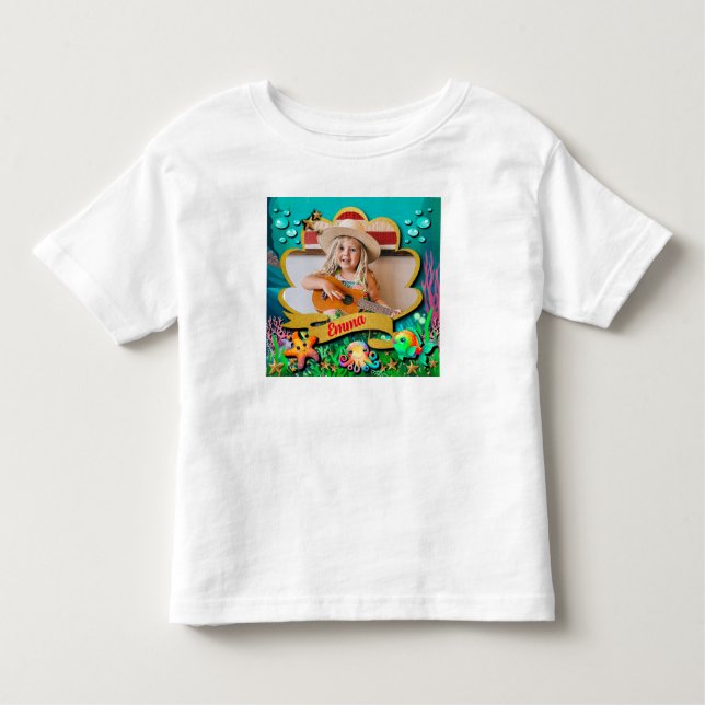 Camiseta De Bebé Fiesta de Cumpleaños Bajo El Mar y Sirena (Anverso)