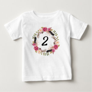 Camiseta De Bebé Fiesta de cumpleaños boho segunda año 2do floral f