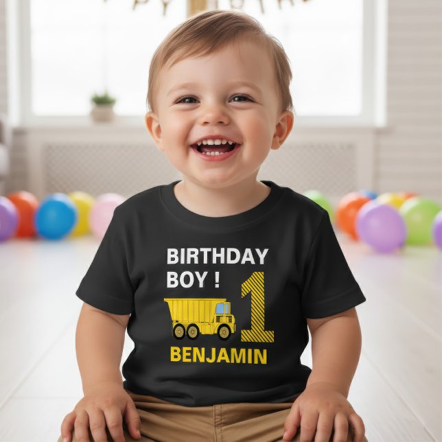 Camiseta De Bebé Fiesta de Cumpleaños Construcción de Camiones 1 (Subido por el creador)