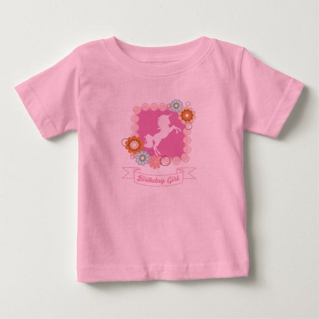 Camiseta De Bebé Fiesta de Cumpleaños de Chicas Unicornio (Anverso)