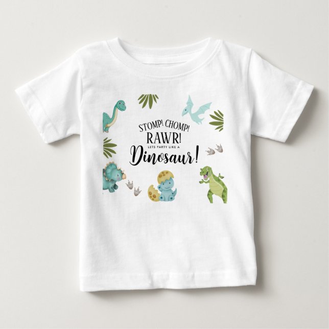 Camiseta De Bebé Fiesta de cumpleaños de Dinosaur (Anverso)
