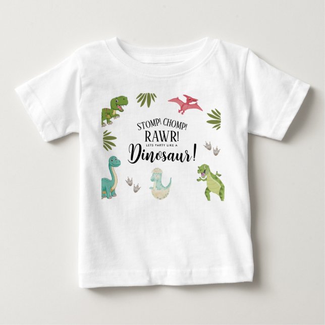 Camiseta De Bebé Fiesta de cumpleaños de Dinosaur (Anverso)