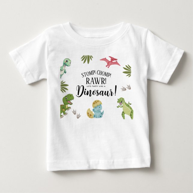 Camiseta De Bebé Fiesta de cumpleaños de Dinosaur (Anverso)