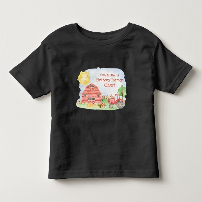 Camiseta De Bebé Fiesta de Cumpleaños de Granjero para Niños, Parej (Anverso)