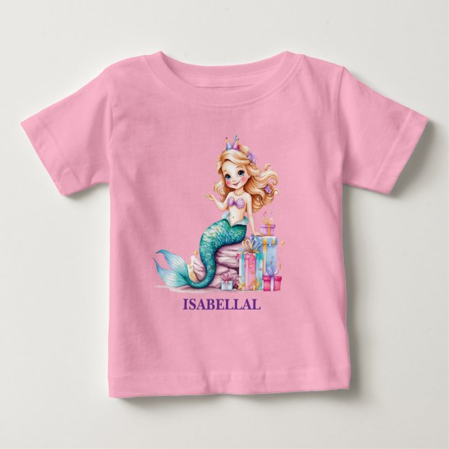 Camiseta De Bebé Fiesta de cumpleaños de niña arcoíris sirena mágic (Anverso)