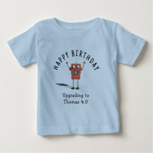 Camiseta De Bebé fiesta de cumpleaños de niños robot 3D rojo
