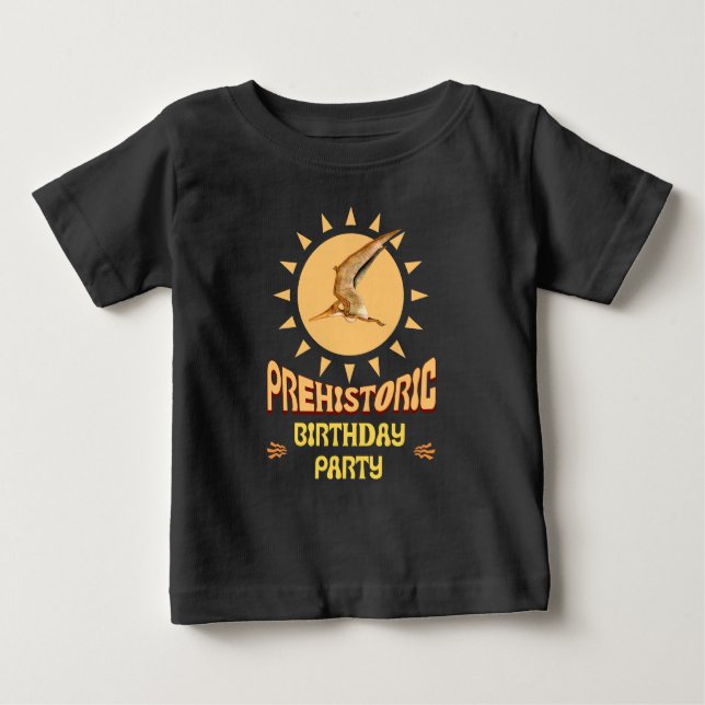Camiseta De Bebé Fiesta de Cumpleaños de Pterodáctilo Arte Retro de (Anverso)