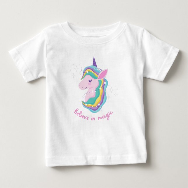 Camiseta De Bebé Fiesta de cumpleaños de Rainbow Unicorn (Anverso)