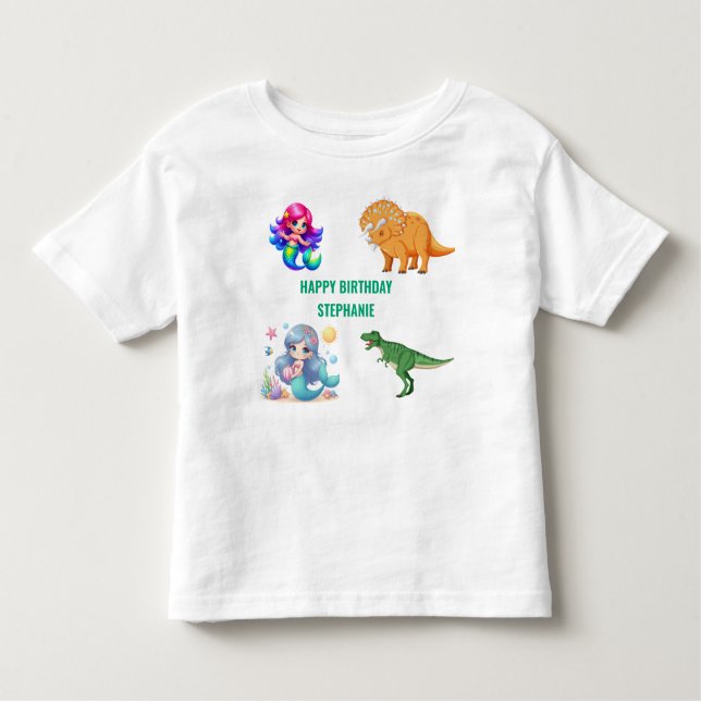 Camiseta De Bebé Fiesta de cumpleaños de sirena de dinosaurio moder (Anverso)