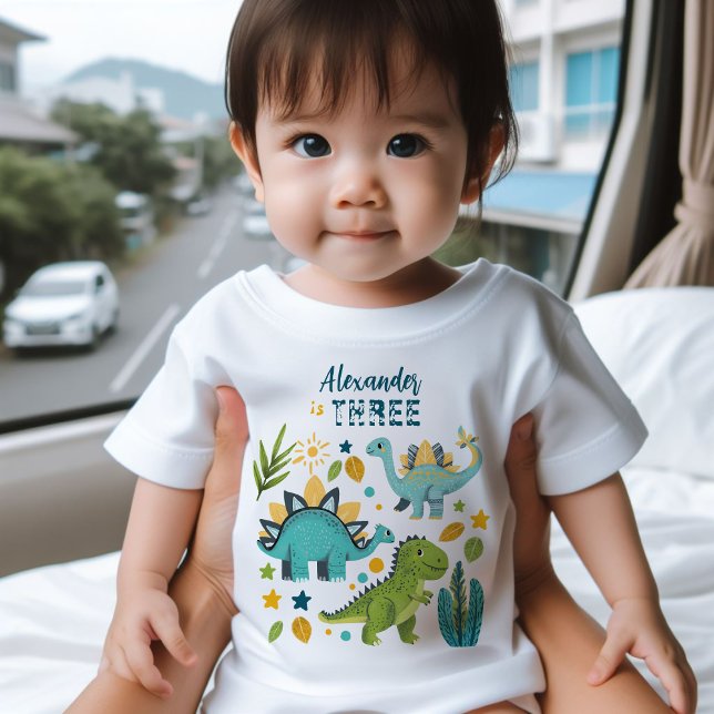 Camiseta De Bebé Fiesta de cumpleaños de T rex Dinosaur (Subido por el creador)