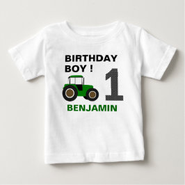 Camiseta De Bebé Fiesta de Cumpleaños de Tractor Verde de Granja