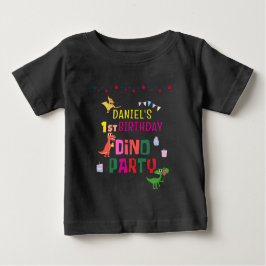 Camiseta De Bebé fiesta de cumpleaños de un niño de dinosaurio chin