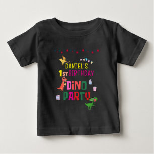 Camiseta De Bebé fiesta de cumpleaños de un niño de dinosaurio chin