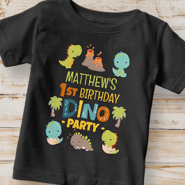 Camiseta De Bebé Fiesta de cumpleaños de un niño de dinosaurio chin