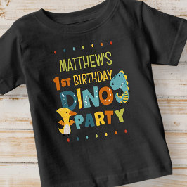 Camiseta De Bebé fiesta de cumpleaños de un niño de dinosaurio chin