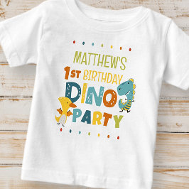 Camiseta De Bebé fiesta de cumpleaños de un niño de dinosaurio chin