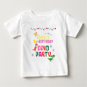 Camiseta De Bebé fiesta de cumpleaños de un niño de dinosaurio chin
