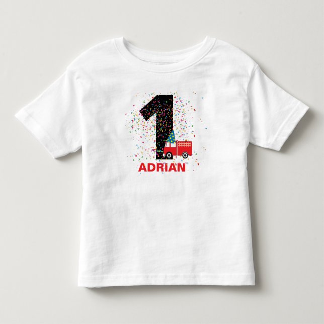 Camiseta De Bebé Fiesta de cumpleaños del Camión Rojo Personalizado (Anverso)