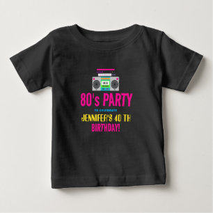 Camiseta De Bebé Fiesta de cumpleaños del personalizado Retro Neon