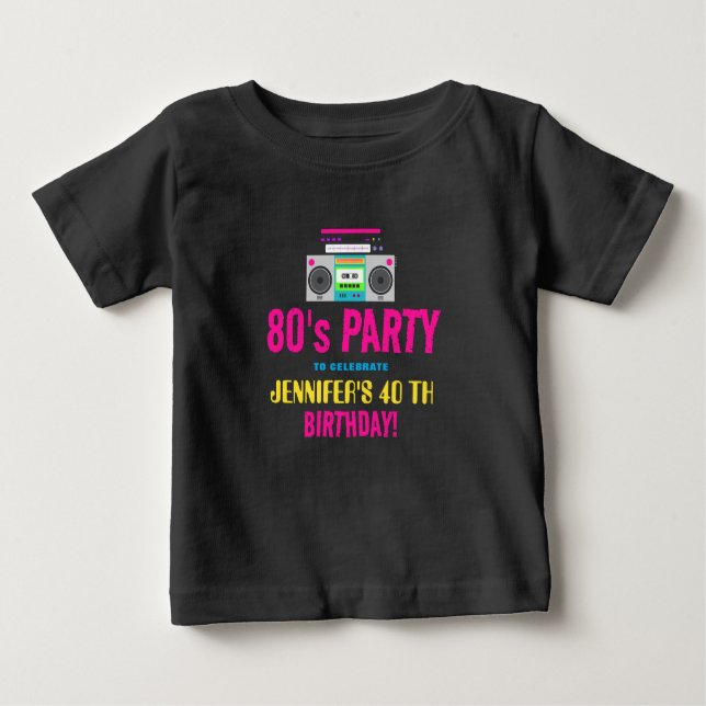 Camiseta De Bebé Fiesta de cumpleaños del personalizado Retro Neon  (Anverso)