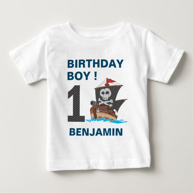 Camiseta De Bebé Fiesta de cumpleaños del pirata lindo 1er año (Anverso)