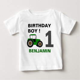 Camiseta De Bebé Fiesta de Cumpleaños del Tractor Verde de la Granj