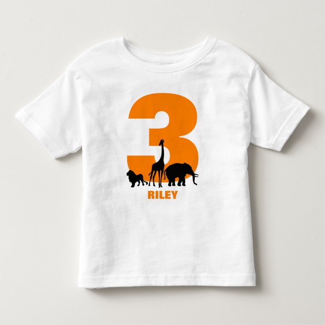 Camiseta De Bebé fiesta de cumpleaños del zoo naranja personalizada (Anverso)
