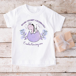 Camiseta De Bebé Fiesta de cumpleaños Dinosaur Pink Purple