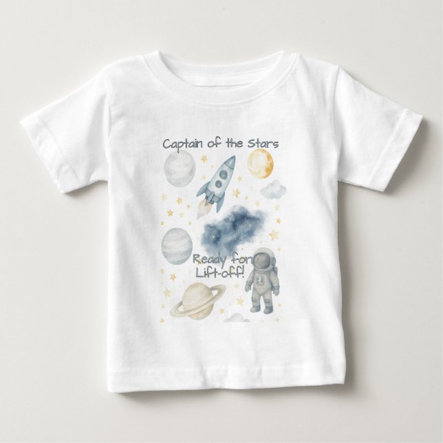Camiseta De Bebé Fiesta de Cumpleaños en el Espacio Cósmico | Cohet (Anverso)