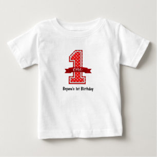 Camiseta De Bebé Fiesta de cumpleaños número 1 con lunares rojos y 